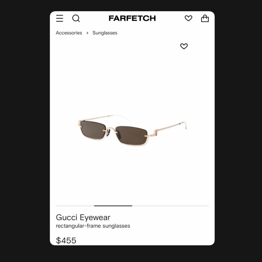 Gucci Gold and Black Rectangular Sunglasses